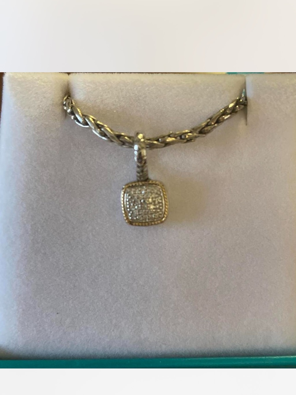 Effy Two-Tone Pavé Square Pendant Necklace - Silver & Gold